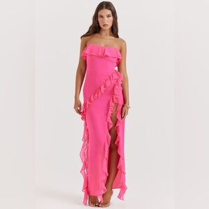 House of CB Sarina Ruffle Strapless Maxi Dress